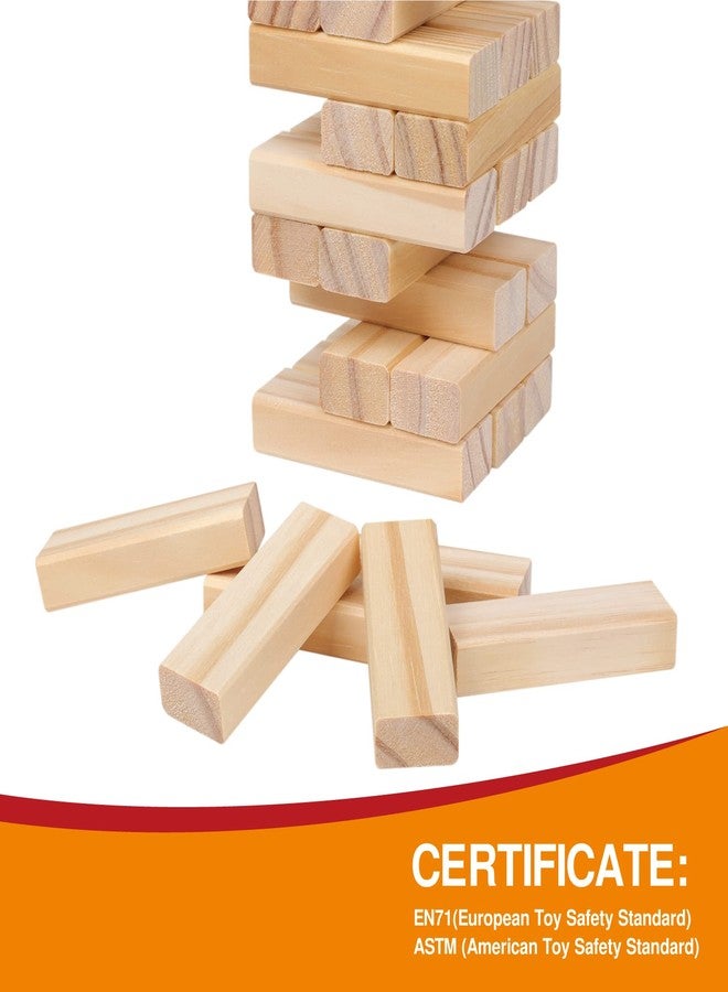 GOTHINK Tumble Tower Game for Kids and Adults, 54pcs Wooden Board Stacking Game for Family Games Night, Classical Wood Blocks Game, Standard Size - Image 4